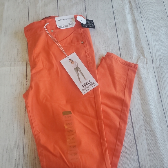 Celebrity Pink Pants - NWT celebrity Pink mid rise orange skinny pants size 11